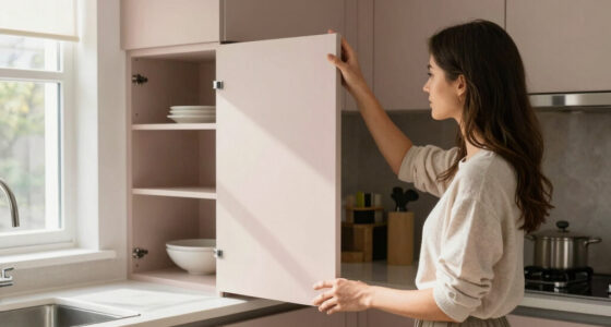 Before And After: She Replaced Her Dark, Awkward 90S Kitchen Cabinets With Soft Oak And Pink Tiles